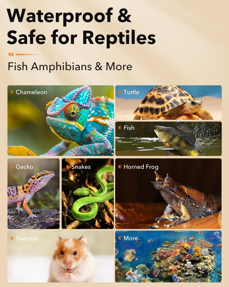 BN-LINK Reptile Heat Pad 6"X8" 8W for 10-20gal Under Tank Terrarium Heating Mat Waterproof for Turtle, Lizard, Frogs, Snake, Hermit Crab - Image 5